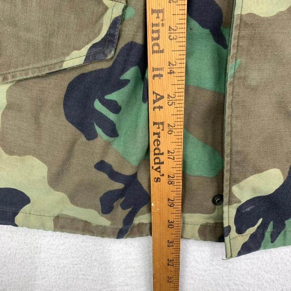 US Army Cold Weather Jacket Mens Medium Woodland‎ Camo Field Coat Military 90s